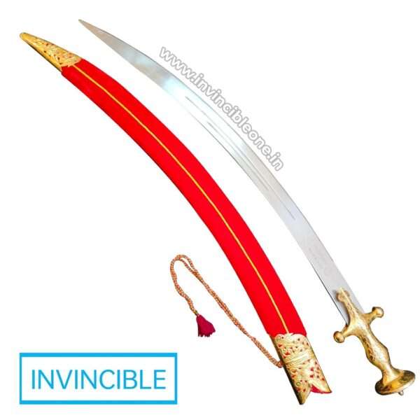 RAJPUTANA SWORD (34 Inch long sword) (Red Cover)(BRASS WORK ON SWORD) - Image 9