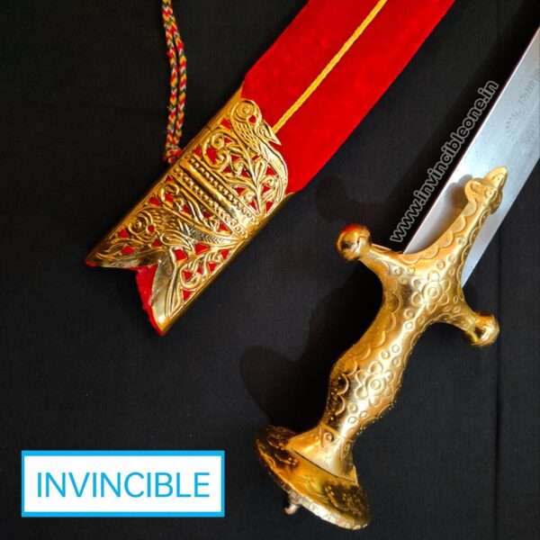 RAJPUTANA SWORD (34 Inch long sword) (Red Cover)(BRASS WORK ON SWORD) - Image 11