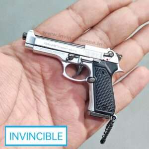 SILVER BERETTA MINIATURE METAL KEYCHAIN | FULLY FUNCTIONING REPLICA GUN