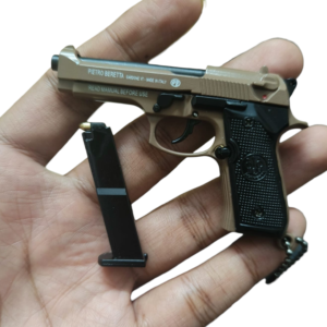 TAN BERETTA MINIATURE METAL KEYCHAIN | FULLY FUNCTIONING REPLICA GUN