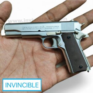 Miniature Colt 1911 silver fully functional replica shells ejecting toy gun | full black metal replica