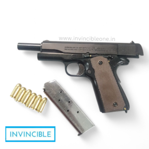 Half suze Colt 1911 black fully functional replica shells ejecting toy gun | full black metal replica