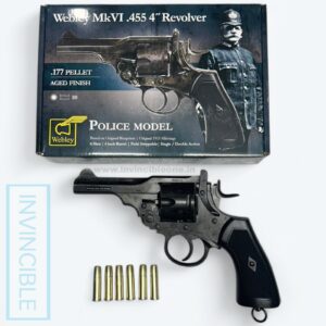 Webley MKVI 4″ Co2 Pellet Revolver | 4 inch barrel |Police model | Aged finish