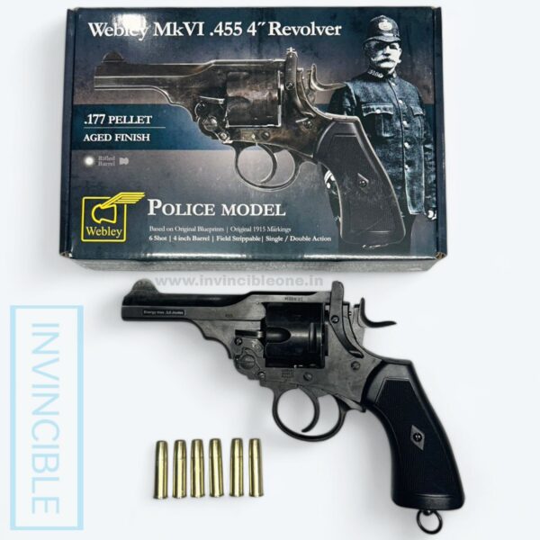 Webley MKVI 4" Co2 Pellet Revolver | 4 inch barrel |Police model | Aged finish - Image 2