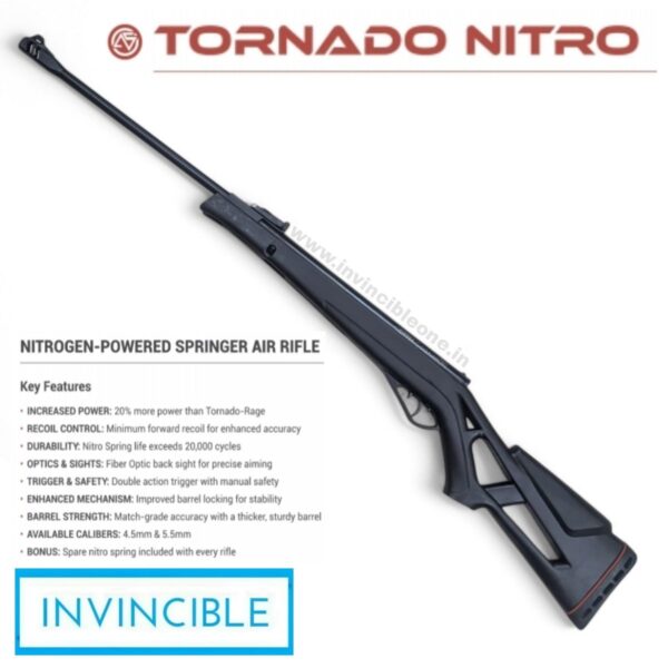 Aarmr tornado Nitro air rifle .177 cal | safety lock | fiber optic sights | 20% more powerful - Image 5